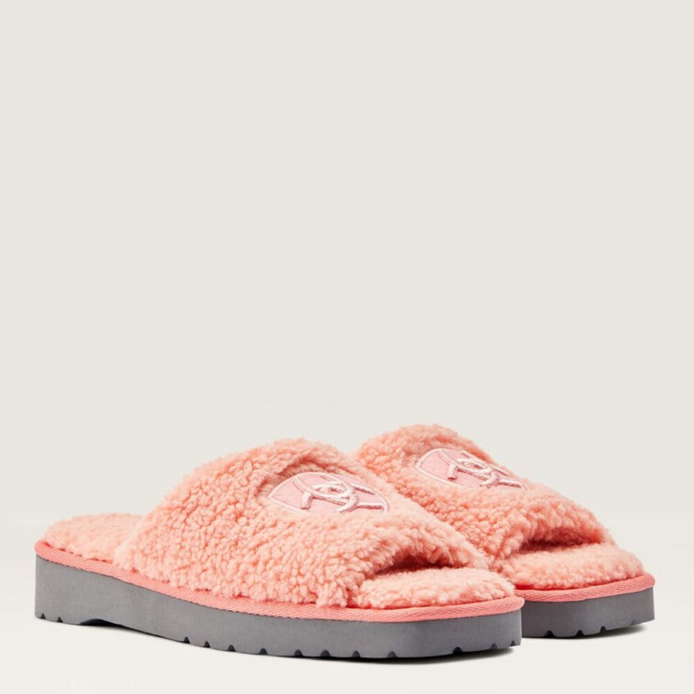 Ariat Cozy Slides Slippers 6 Pink Women Chic Square Open Toe Fleece New w/o box
